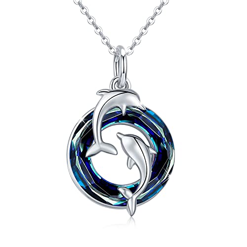Blue Crystal Dolphin Necklace