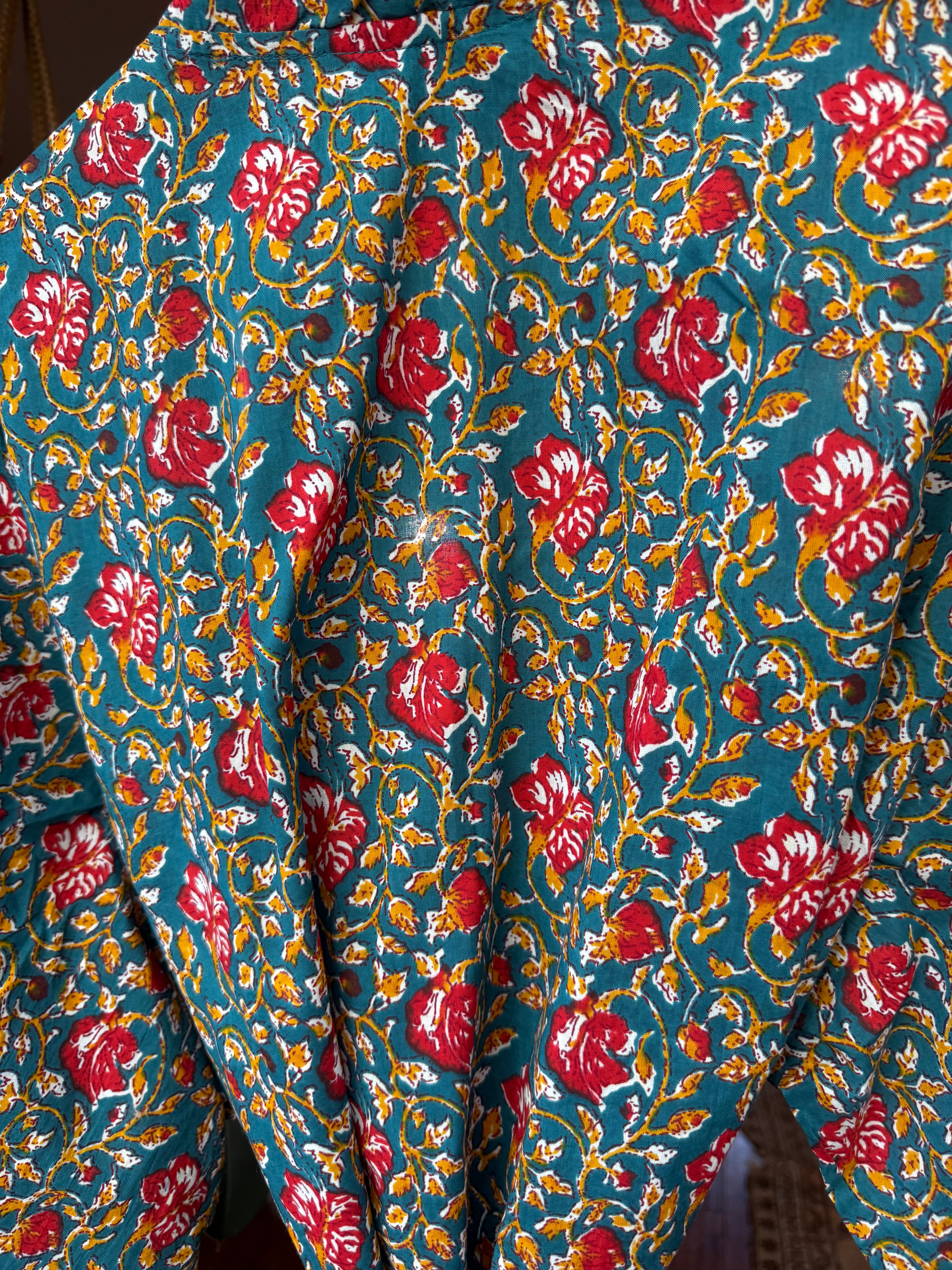 Long Cotton Botanical Robe with Pockets - Floral Print Kimono Style Bathrobe for Women | Perfect for Spa, Lounge & Self Care Moments