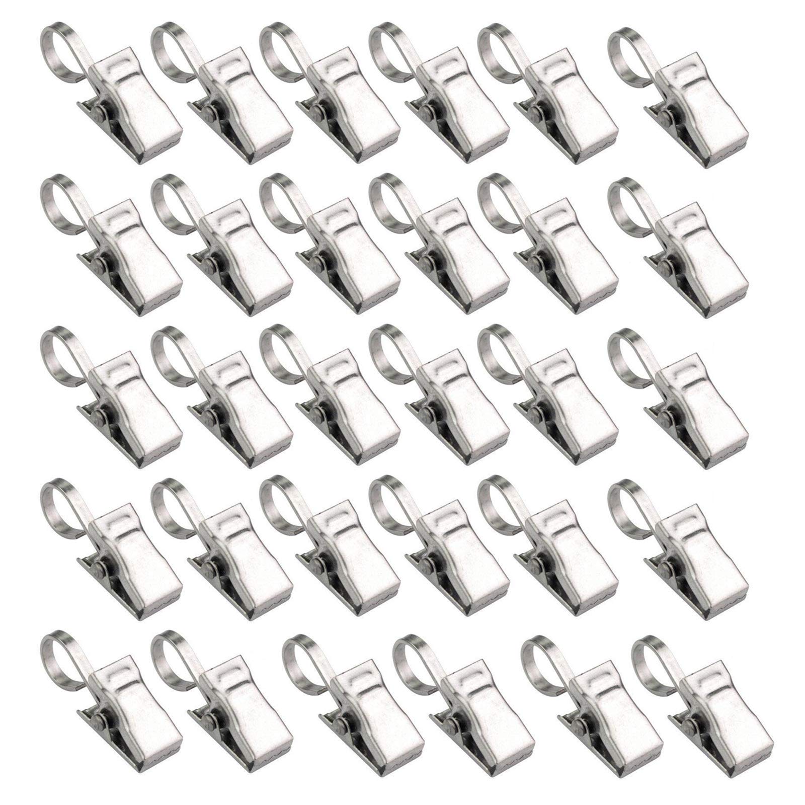 30PCS Heavy Duty Stainless Steel Hanging Clips with Hooks - Durable Metal Clips for Curtains, Photos, Artwork, Crafts & Home Decor - Perfect for Organizing, Displaying and Hanging Items in Living Room, Bedroom or Office