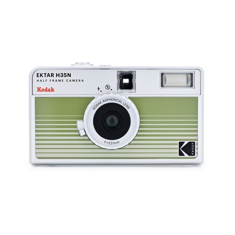 Kodak Ektar H35N Reusable Half Frame Film Camera - Striped Green | Vintage Style 35mm Film Photography | Perfect for Travel, Street Photography & Creative Projects