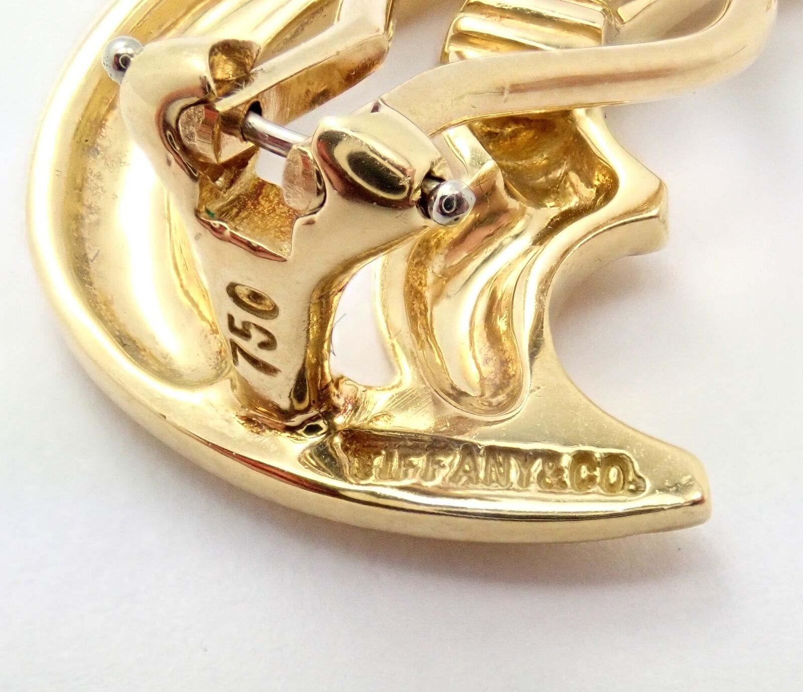 Authentic Tiffany & Co Picasso 18K Yellow Gold Crescent Moon Large Hoop Earrings - Perfect for Weddings, Parties & Special Occasions