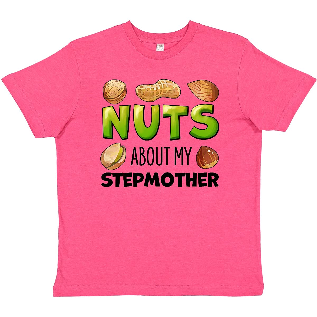 Inktastic 'Nuts About My Stepmother' Peanut Almond Pistachio Graphic Youth T-Shirt - Funny Family Gift for Stepkids & Stepmoms - Perfect for Birthdays, Mother's Day & Family Reunions