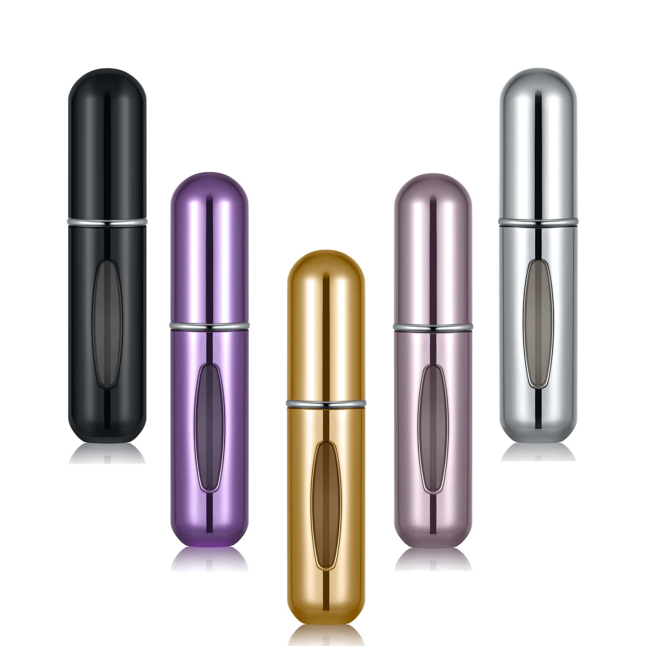 MAPPERZ Portable Mini Refillable Perfume Atomizer Bottle - Travel Size Perfume Spray Case for Women & Men | Leakproof Scent Pump for Purse, Gym Bag & Travel Accessories | Random Color (2 Pack)