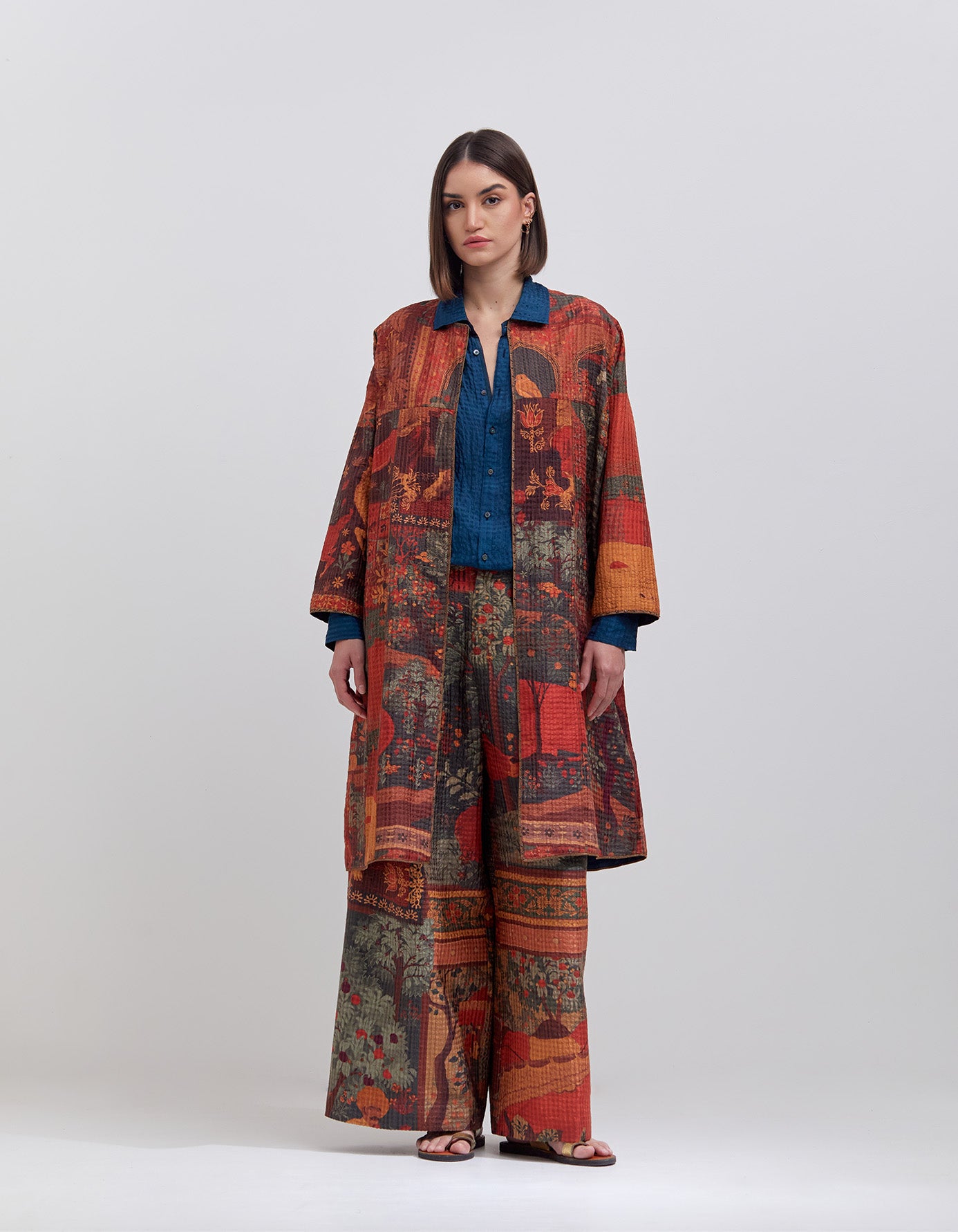 Pakhi Silk Check Trousers for Women - Elegant Terracotta Dhagai Design - Perfect for Office Wear, Parties & Special Occasions