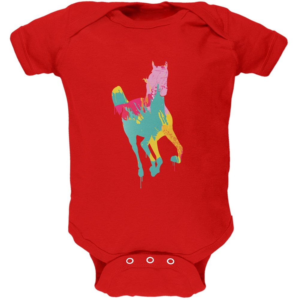 Red Splatter Horse Soft Baby Bodysuit - Cute & Comfortable One-Piece Outfit for Infants - Perfect for Playtime, Photo Shoots & Everyday Wear