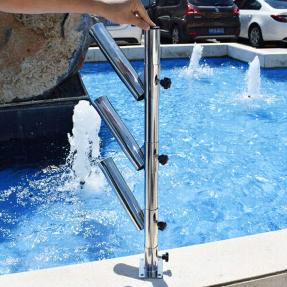 Stainless Steel 316 Adjustable Fishing Rod Holder - Vertical Bird Tree Design with 3 Rod Tubes & Trident Outrigger - Stylish Pole Pod Bracket Socket Rack with Base - Perfect for Boat, Kayak, and Shore Fishing Organization