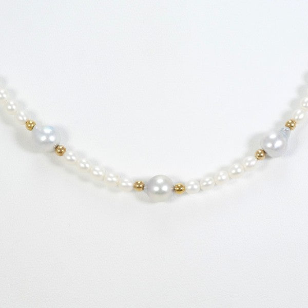 18K Yellow Gold Pearl Necklace for Women - Elegant Cultured Pearl Jewelry Gift for Wedding, Anniversary & Special Occasions