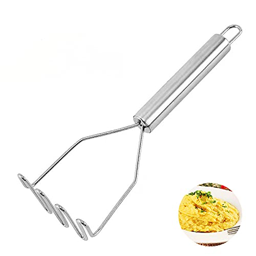 Premium Stainless Steel Potato Masher - 9.7 Inch Heavy Duty Kitchen Tool for Mashing Potatoes, Sweet Potatoes, Beans & Vegetables | Dishwasher Safe & Ergonomic Handle | Perfect for Thanksgiving, Baby Food & Meal Prep (Silver)