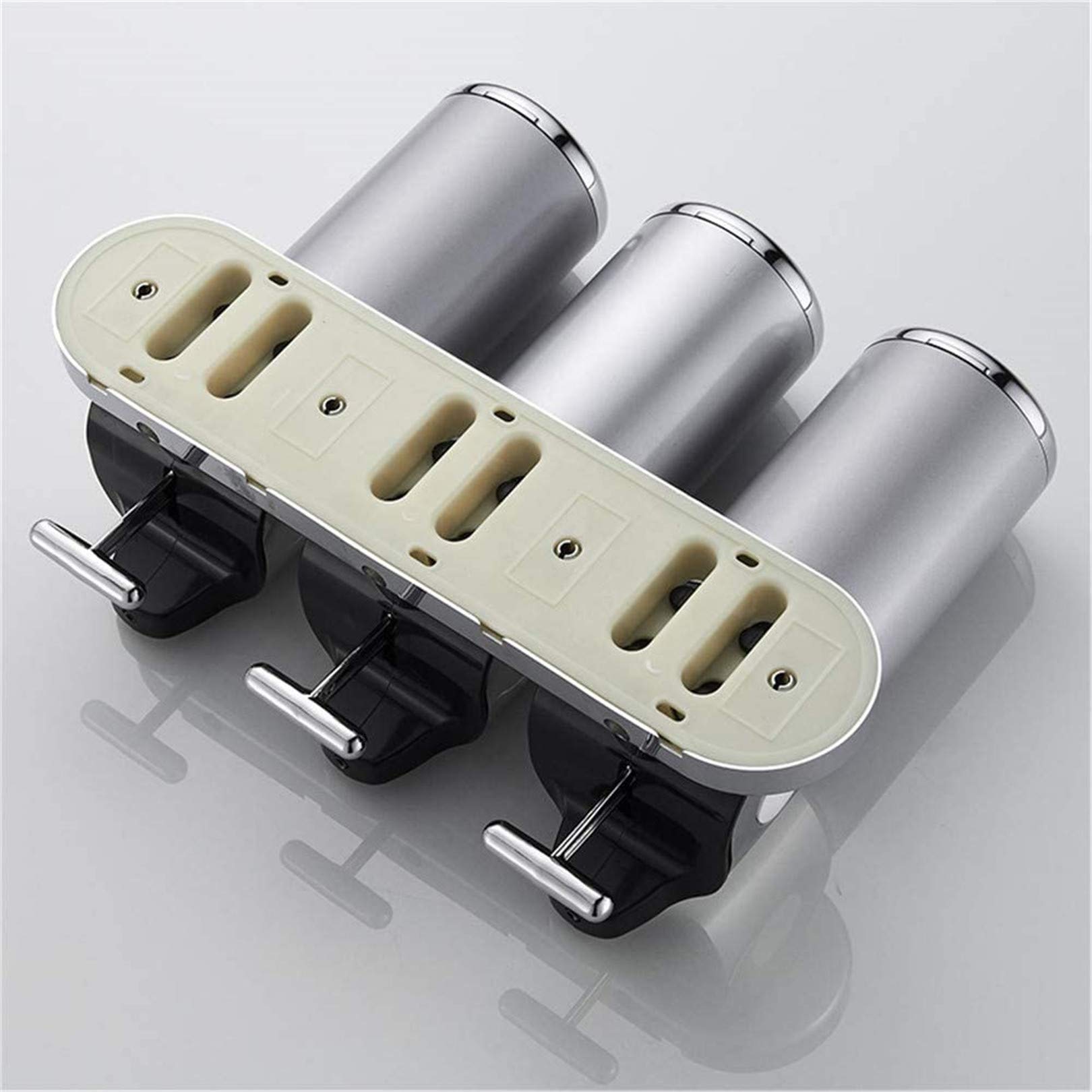 Triple Manual Shower Dispensers Wall Mount - 3X 500ml T-Bar Metal Pump (White) | Damage-Free Shampoo, Body Wash & Conditioner Dispenser for Bathroom, Home & Hotel | Perfect for Space-Saving Organization & Luxury Bath Experience