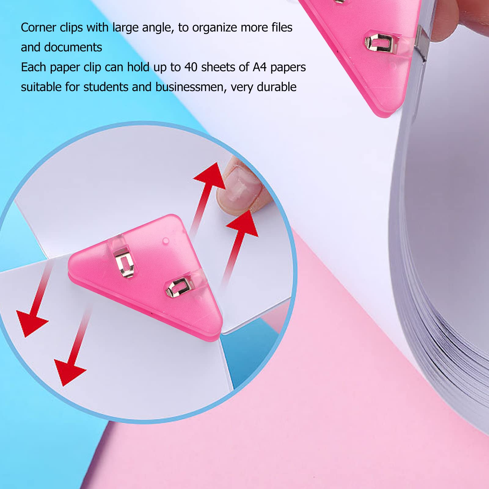 15Pcs Cute Triangular Paper Corner Clips - Reusable Bookmark & Document Fixing Tool for Test Papers, Notes, Office & School Supplies | Perfect for Organizing, Studying & Filing Documents