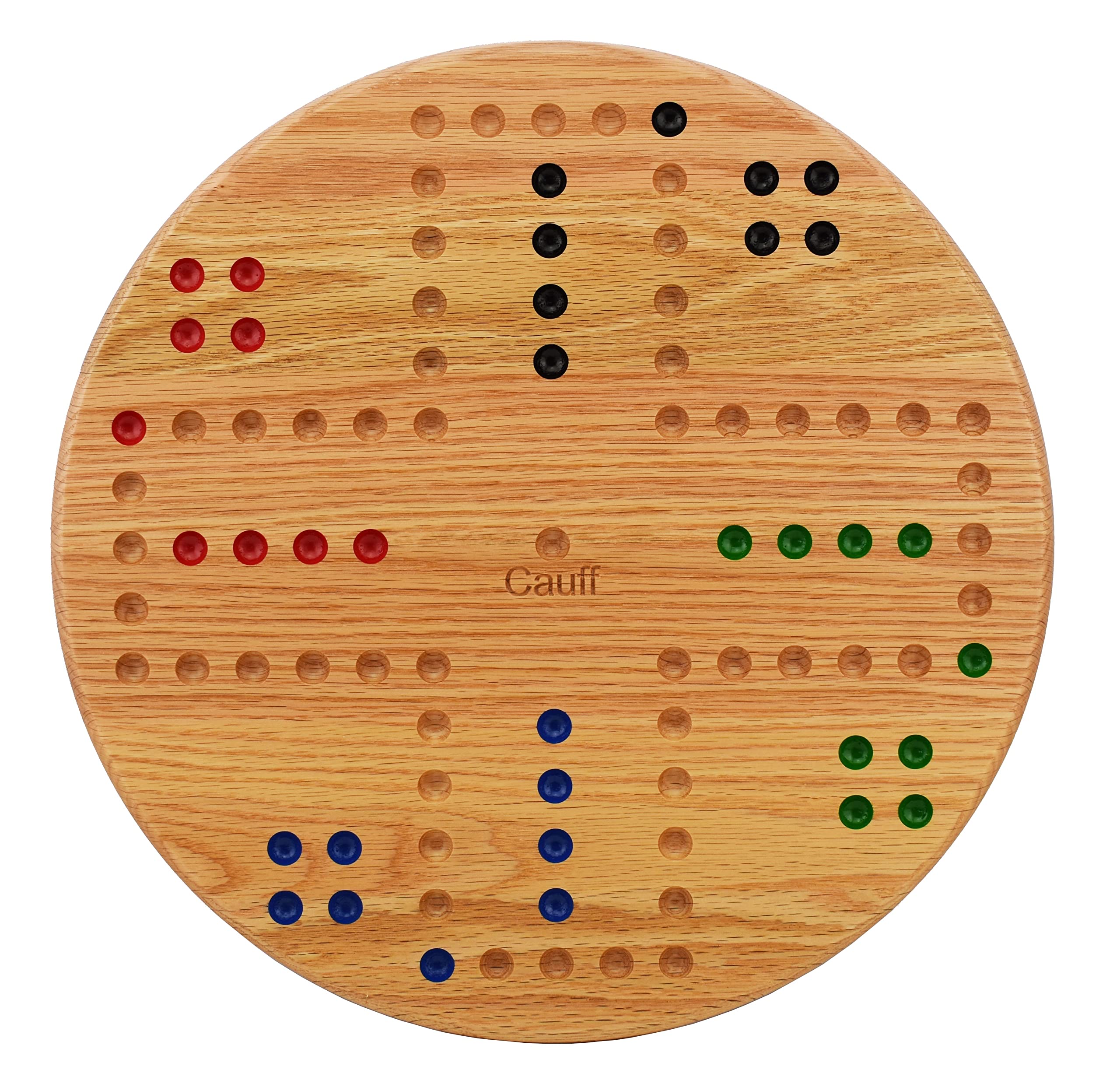 Premium Solid Oak Wood Marbles Board Game - Hand Painted 4 Player Game with 14