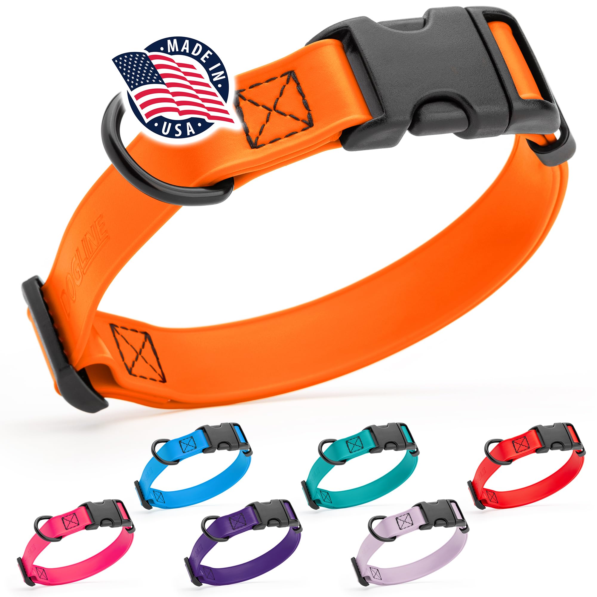 **Waterproof Biothane Dog Collar with Quick Release Buckle - Odor-Proof, Easy to Clean - Strong Coated Nylon Webbing - Fits Small, Medium & Large Dogs (Orange, 1