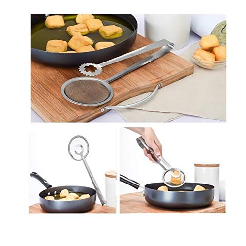 Stainless Steel Oil Scoop & Colander Strainer - Kitchen Gadget for Draining Fried Food Oil | Perfect for Frying, Cooking & Kitchen Accessories