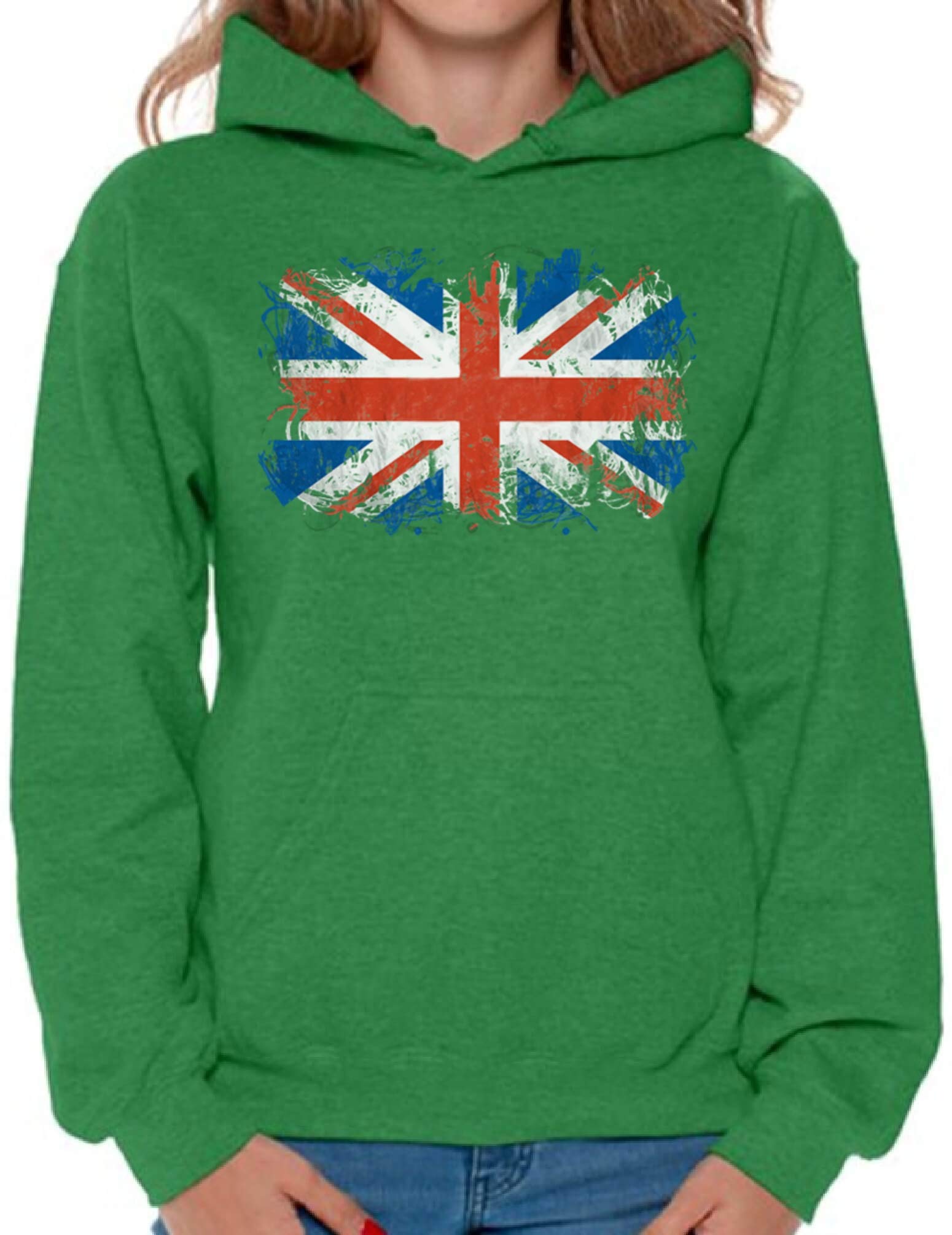 British Flag Hoodie for Women - UK Flag Hooded Sweatshirt | Stylish Casual Wear for Street Fashion & Travel
