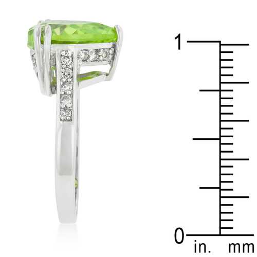 Apple Green Heart Ring - Sterling Silver Adjustable Ring for Women, Elegant Jewelry Gift for Her | Perfect for Valentine's Day, Anniversary, Birthday & Everyday Wear
