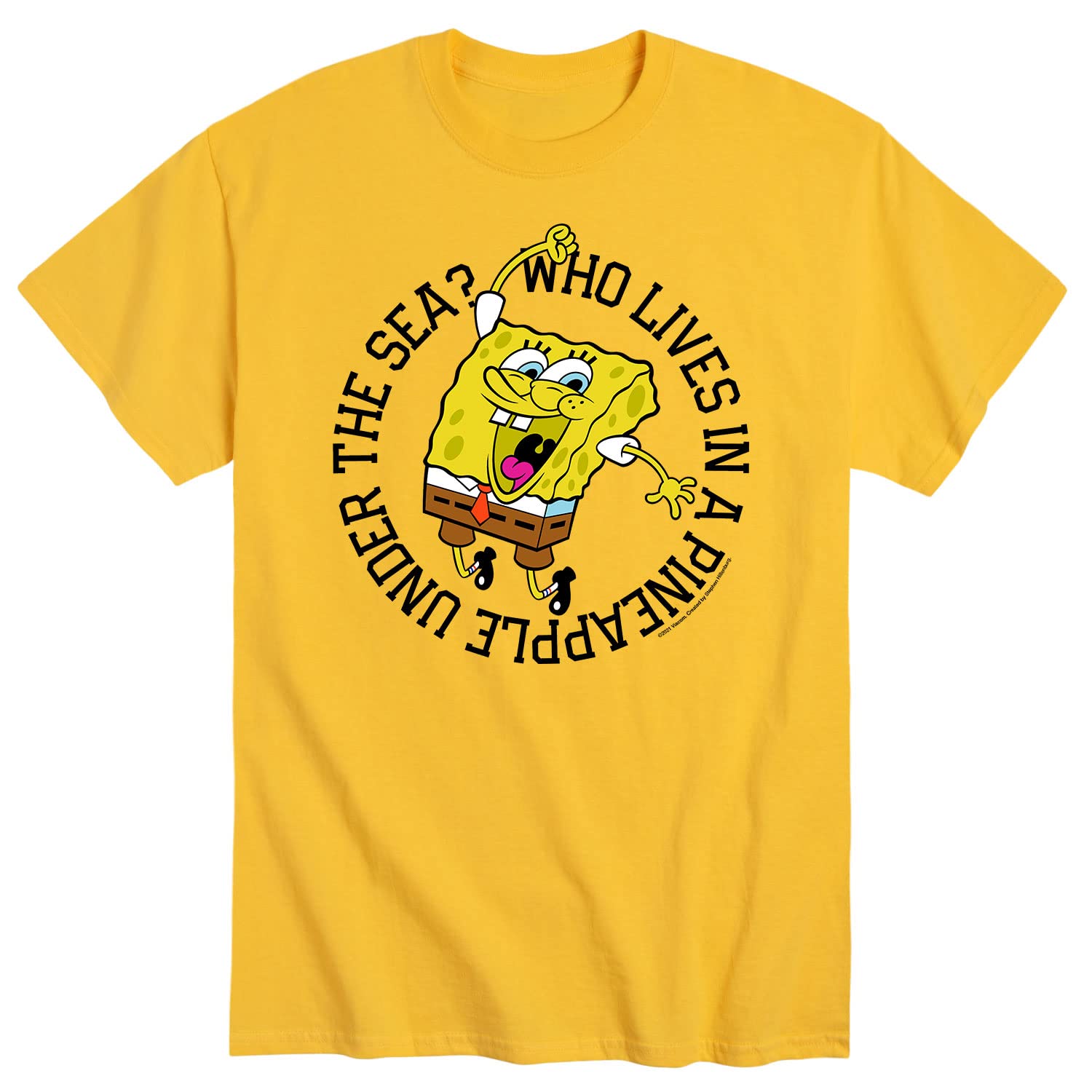 Spongebob Squarepants Who Lives in A Pineapple Men's Graphic T-Shirt - Funny Cartoon Short Sleeve Tee for Casual Wear & Fan Gifts