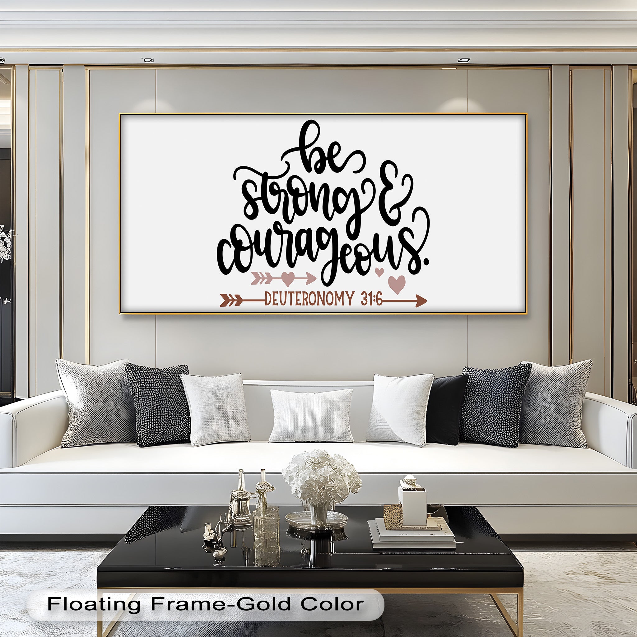 Be Strong & Courageous - Deuteronomy 31:6 Bible Verse Oil Painting - Inspirational Christian Wall Art for Home, Church & Office Decor