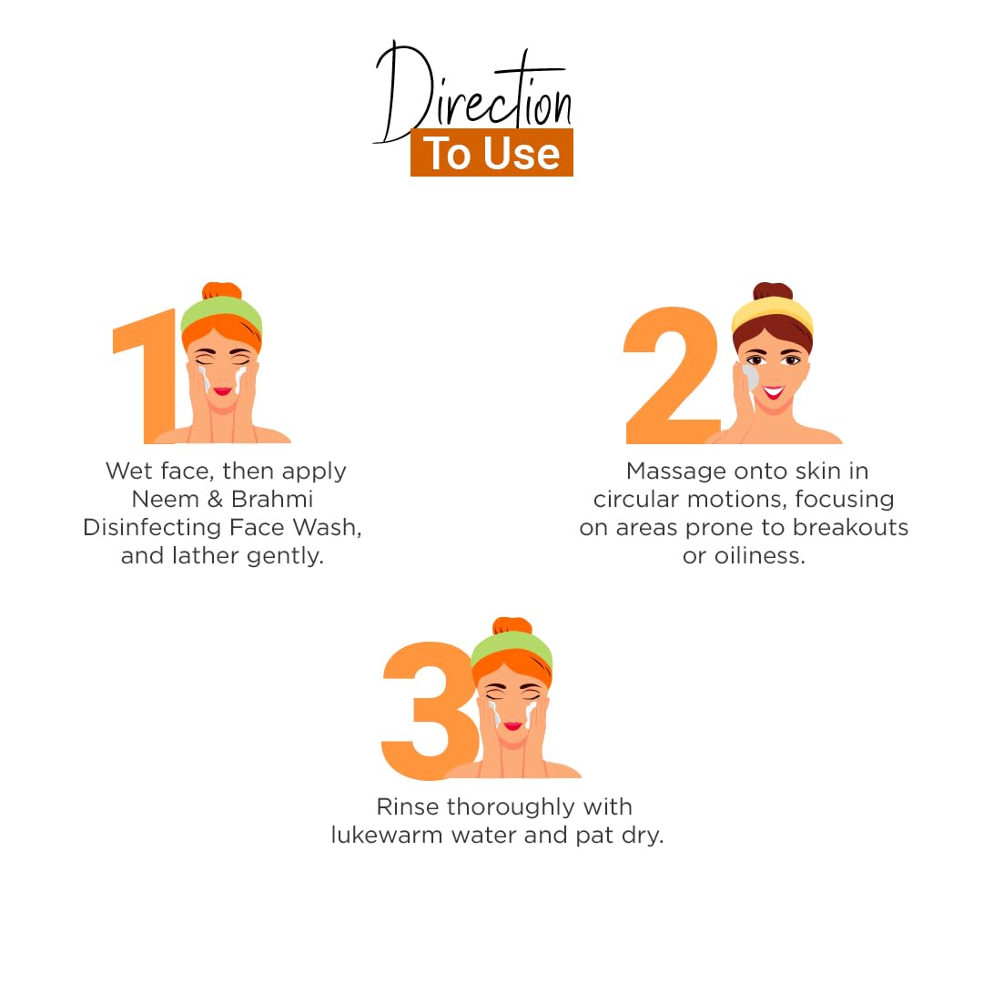 Vedicline Neem & Brahmi Disinfecting Face Wash for Acne, Pigmentation & Oily Skin - Reduces Open Pores & Refreshes Skin - 500ml - Perfect for Daily Cleansing & Post-Workout Skincare Routine