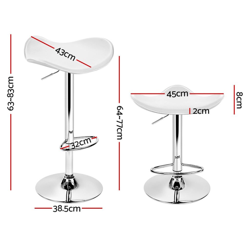4 Bar Stools with Leather Upholstery & Gas Lift Mechanism in White - Perfect for Kitchen Islands, Bars & Dining Areas