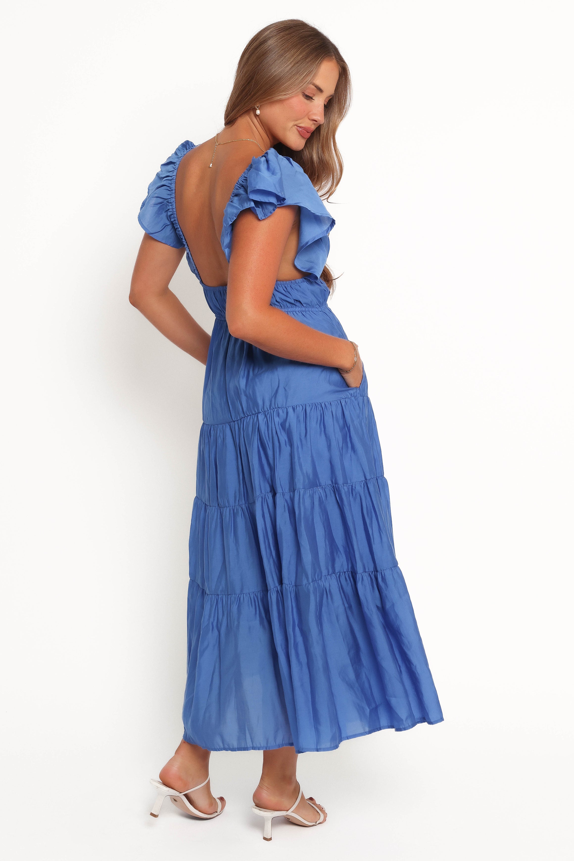 Elowen Women's Midi Dress in Cobalt Blue - Elegant Flowy Summer Dress for Casual Outings, Beach Vacations & Date Nights
