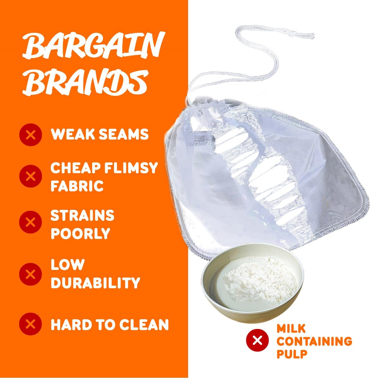Premium Nut Milk Bags - 5 Pack XL 12