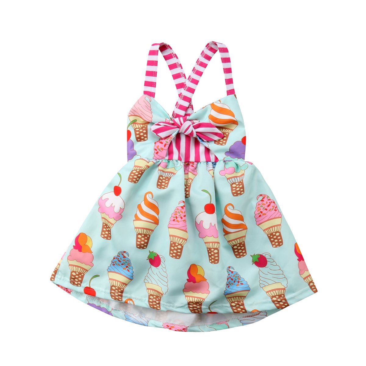 Toddler Girl Summer Princess Dress - Ice Cream Print Sleeveless Sundress Outfit for Baby Girls | Perfect for Beach, Party & Outdoor Play