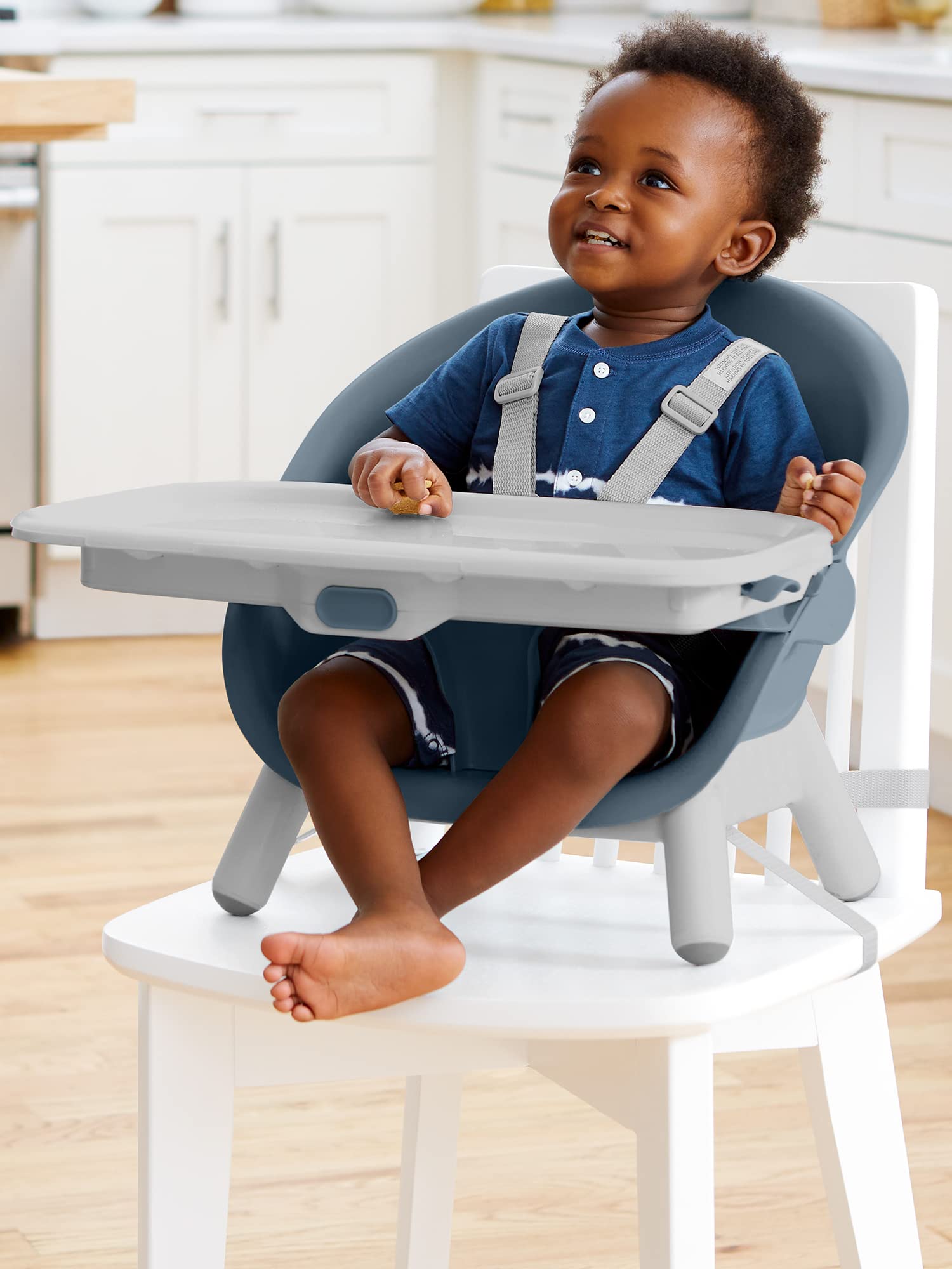 Skip Hop EON 4-in-1 Convertible Baby High Chair - Slate Blue | Adjustable Height, Easy Clean, Space-Saving Design for Small Kitchens & Dining Rooms | Perfect for Infants to Toddlers (6-36 Months)