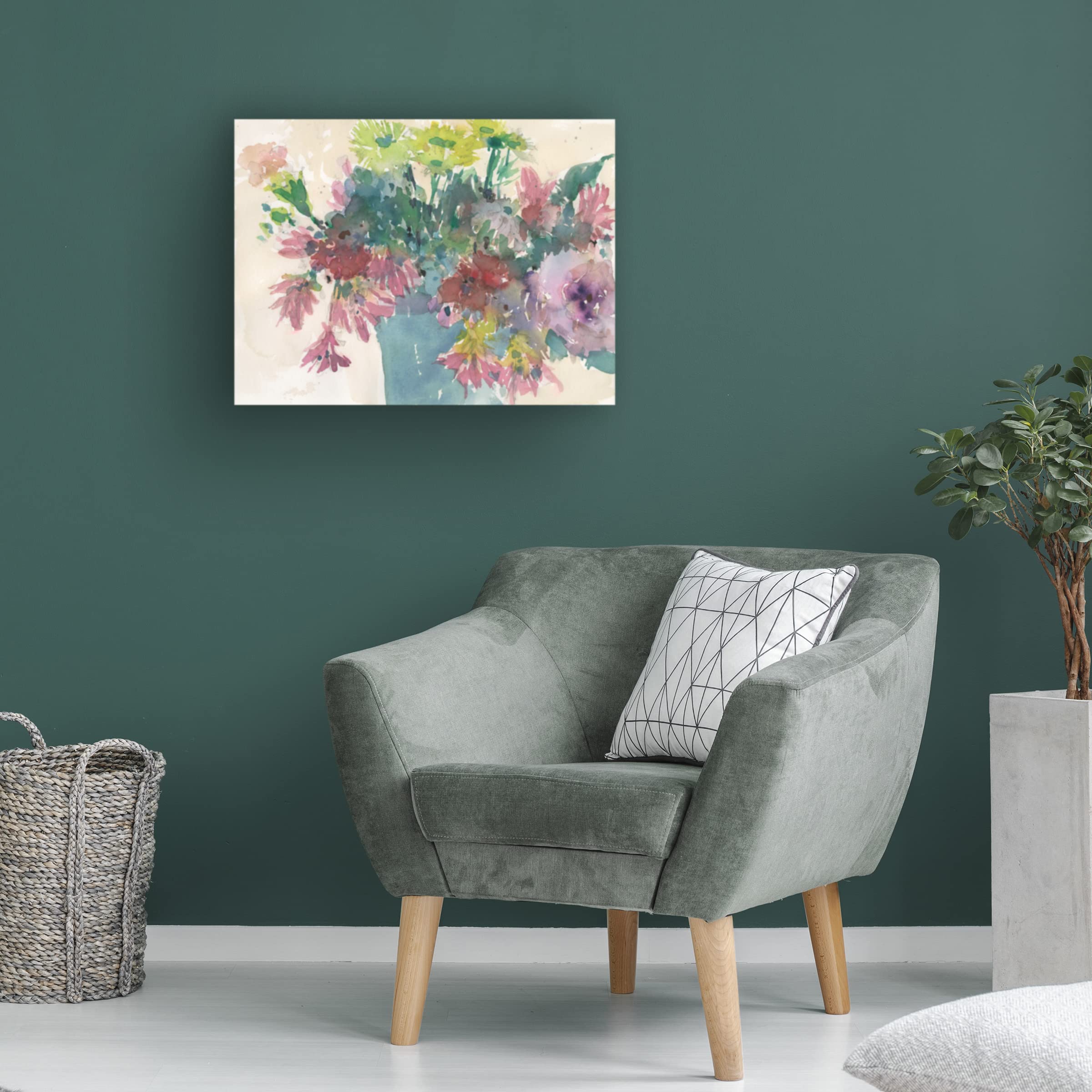 Samuel Dixon 'Assorted Summer Planter I' Canvas Wall Art - 14x19 Inches Floral Home Decor for Living Room, Bedroom & Office