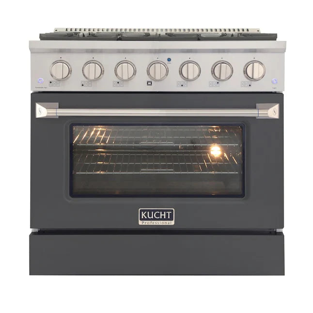 Kucht 36-Inch Pro Style Dual Fuel Range KDF362/LP GR - Professional Gas & Electric Stove for Home Chefs | Perfect for Gourmet Cooking, Baking & Entertaining