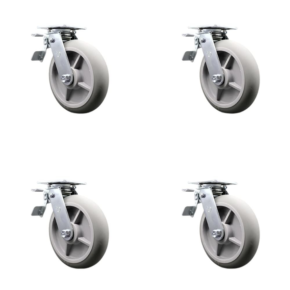 Cambro Camcruiser Vending Cart Replacement Caster Set - 4 Swivel Casters with Total Lock Brakes for Food Service Carts - Heavy Duty Wheels for Commercial Kitchens, Cafeterias & Mobile Food Stations