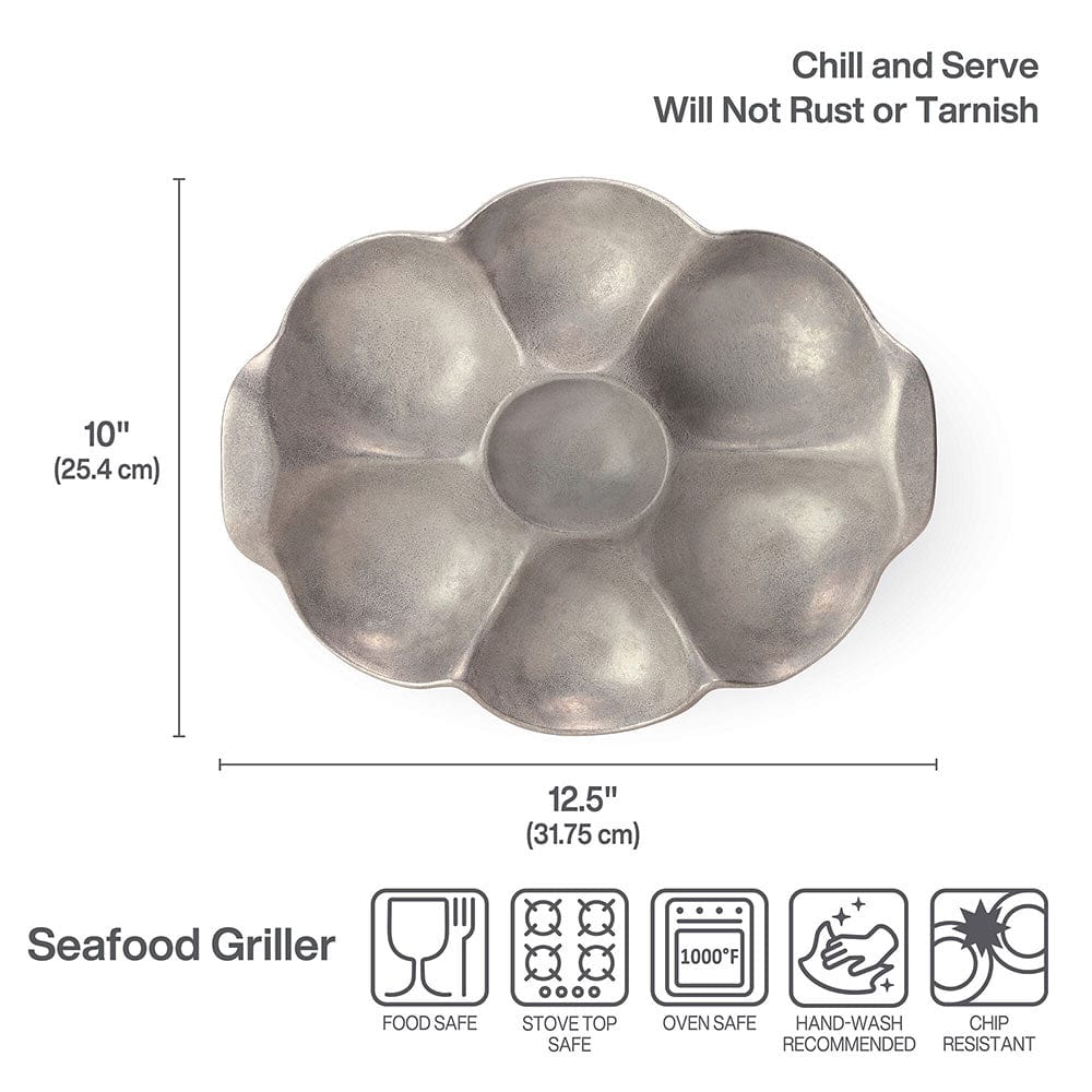 Premium Stainless Steel Seafood Oyster Grill Tray - Heavy Duty BBQ Grill Pan for Shrimp, Lobster & Clams - Perfect for Backyard Grilling, Camping & Outdoor Cooking