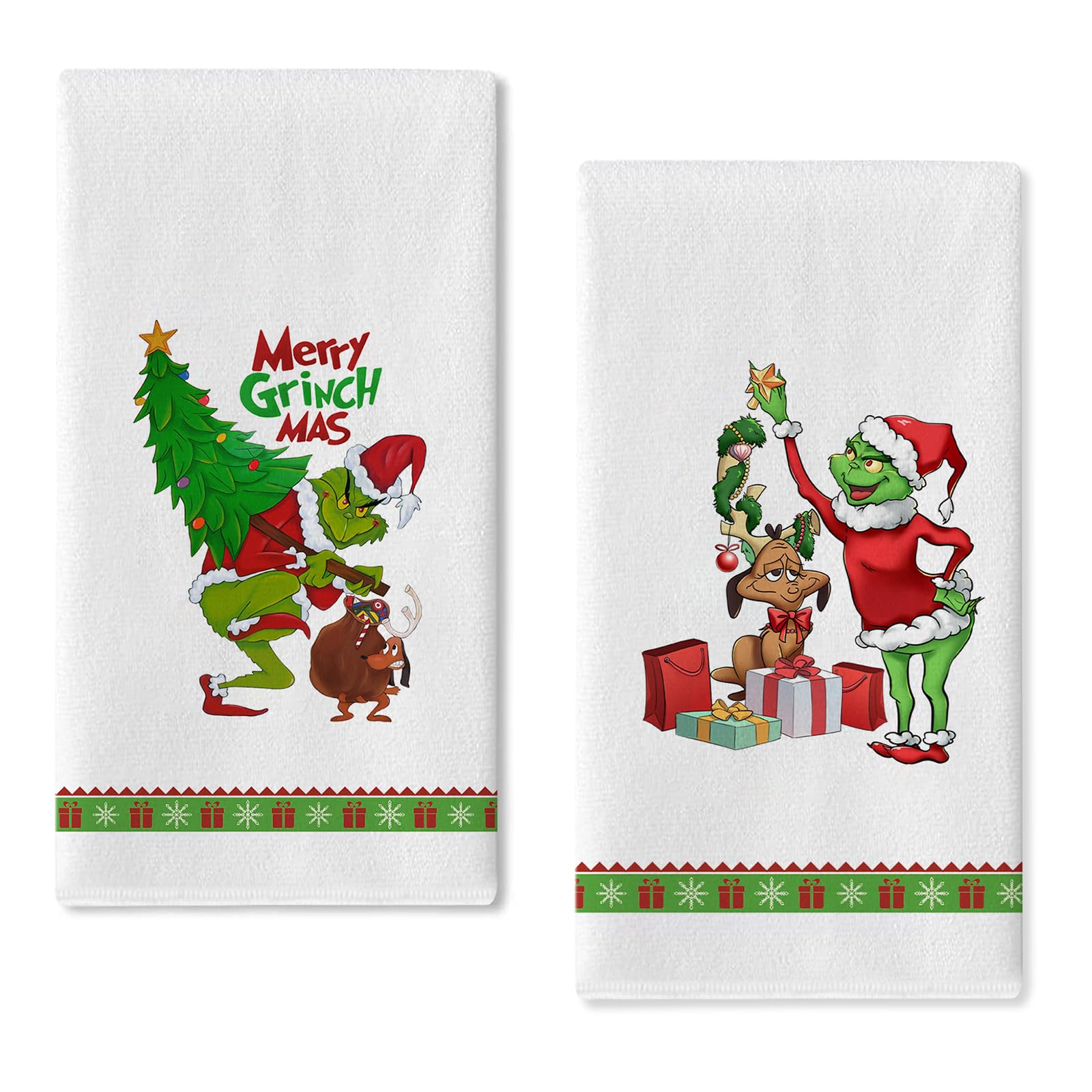 Seliem Christmas Kitchen Dish Towel - Funny Xmas Tree Dog Design, 18x26 Inch Holiday Hand & Dish Drying Cloth for Tea Bar, Farmhouse Decor - Perfect for Holiday Baking, Gift Wrapping & Cozy Winter Home Decor