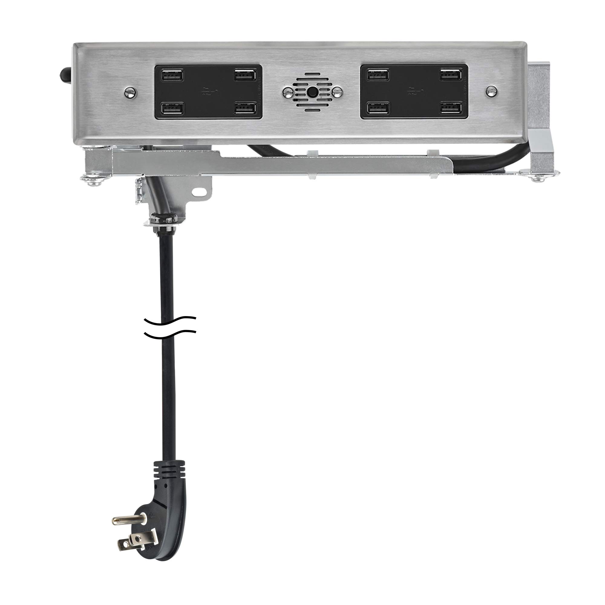 Docking Drawer Blade Duo Outlet with USB-A Port | Stainless Steel Power Outlet for Organized Kitchen, Bathroom & Closet Drawers | Declutter Countertops | Perfect for Charging Devices & Small Appliances