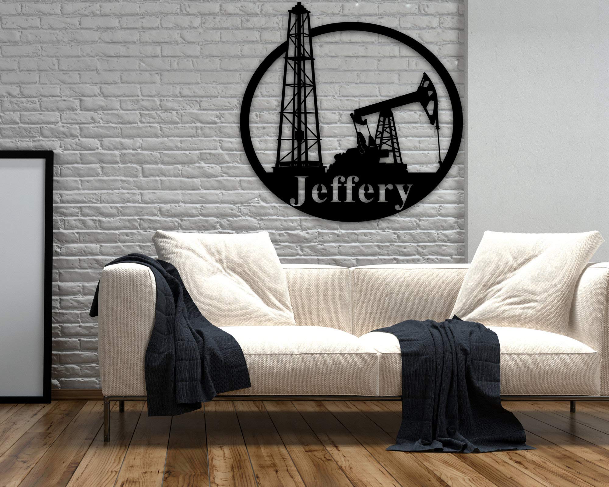 Custom Personalized Metal Name Sign - Oil Field & Oil Rig Welcome Sign - Rustic Wall Art Decor - Split Monogram Metal Sign for Driller Gifts - Perfect for Home, Office & Workspace Decoration