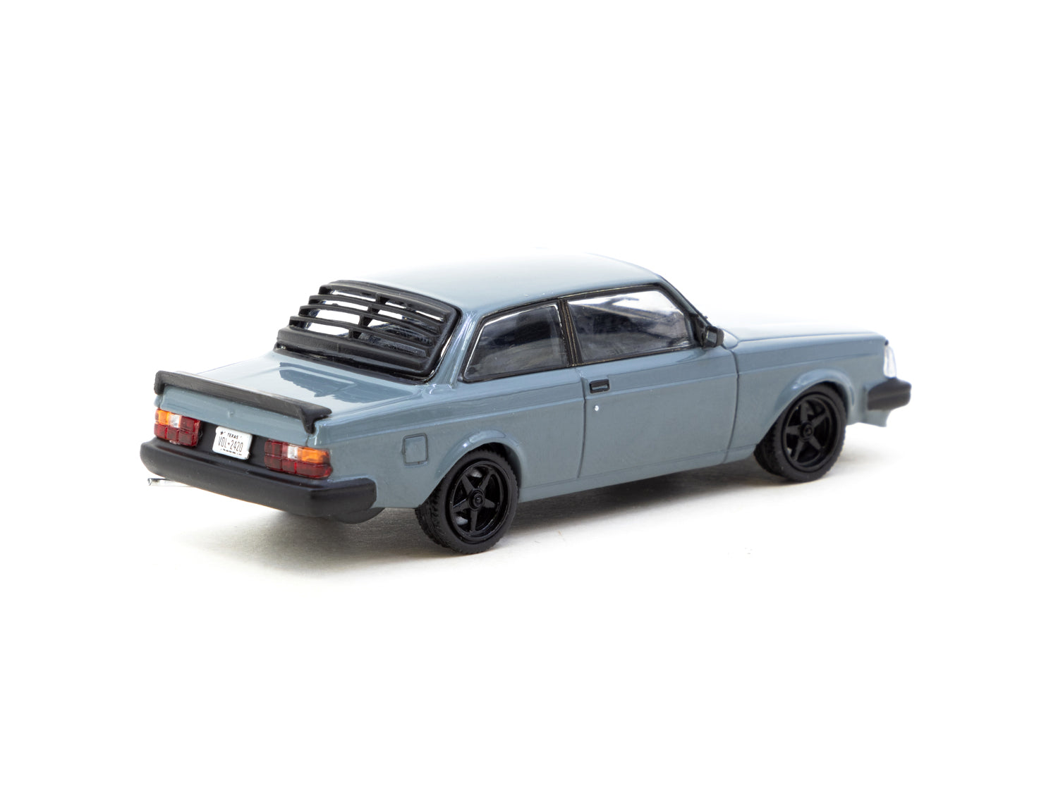 Tarmac Works 1/64 Scale Volvo 242 Custom Grey Diecast Model Car - Collectible Miniature Vehicle for Display & Racing Scenes