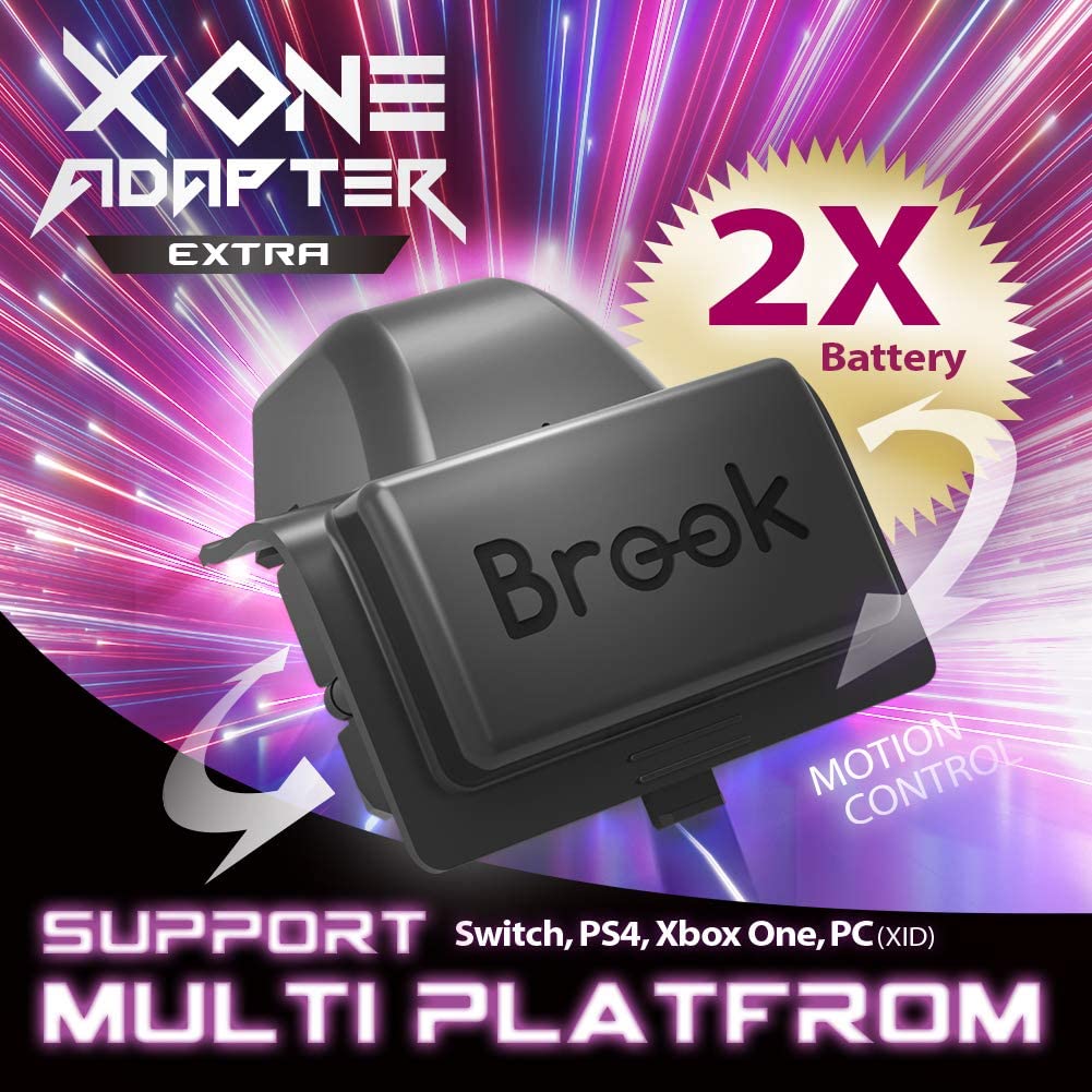 Brook X One Wireless Controller with EXTRA XL Adapter & Rechargeable Battery - Compatible with Xbox One, PS4, Switch & PC (Black) - Perfect for Gaming, Streaming & Multi-Platform Play