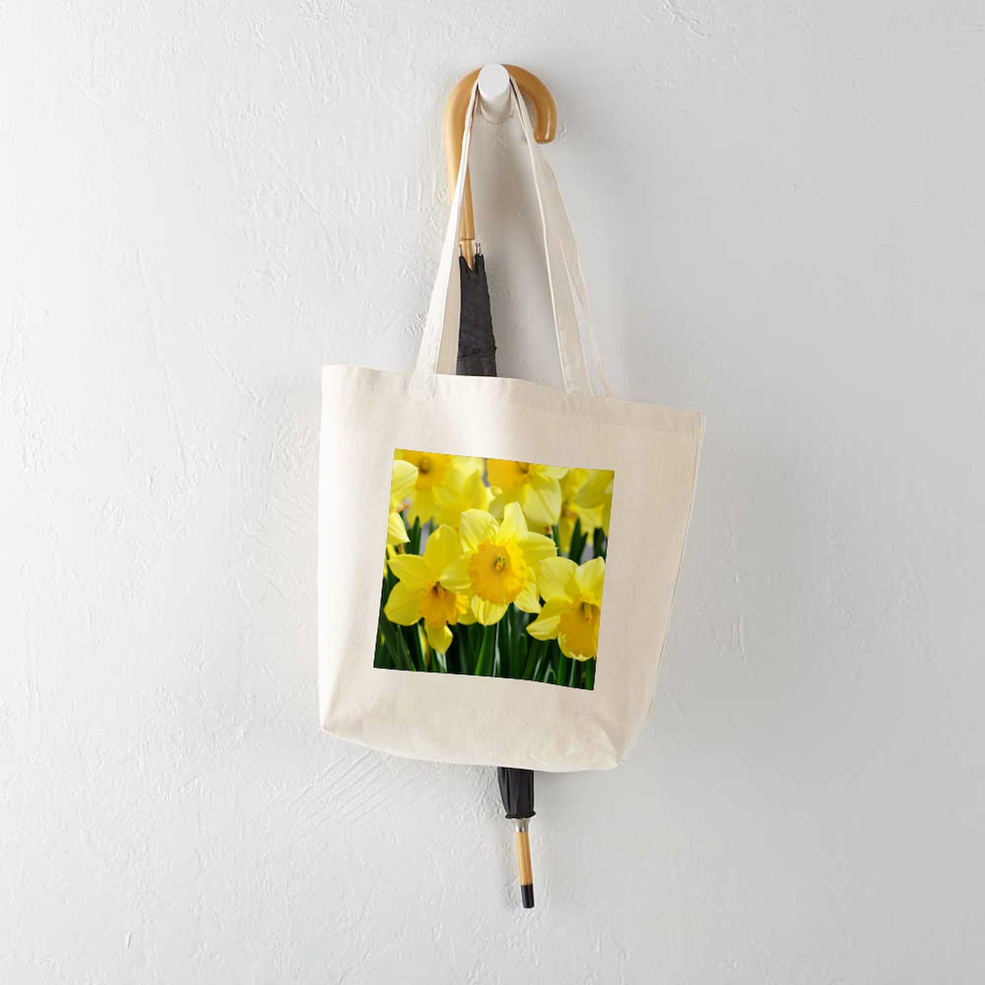 Trumpet Daffodil Canvas Tote Bag - Natural Reusable Shopping Bag for Groceries, Beach & Daily Use | Eco-Friendly Cotton Carryall