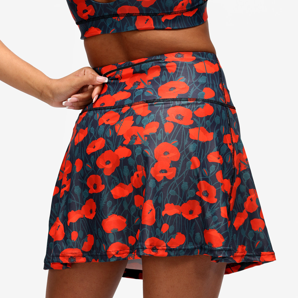Poppy Field Skort - Floral Print Tennis Skirt with Built-in Shorts for Women | Perfect for Tennis, Golf, Running & Casual Wear