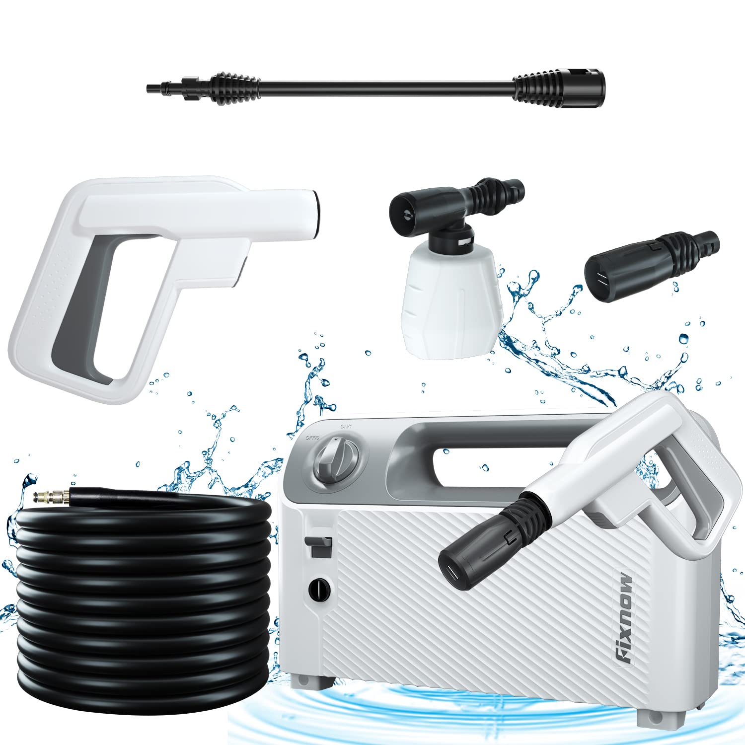 1800PSI Electric Pressure Washer with 34FT Hose - 1.8GPM Portable High Power Washer for Home, Car, Driveway & Patio Cleaning - Adjustable Nozzles & Soap Tank Included - Perfect for Washing Vehicles, Decks, Siding and Outdoor Furniture