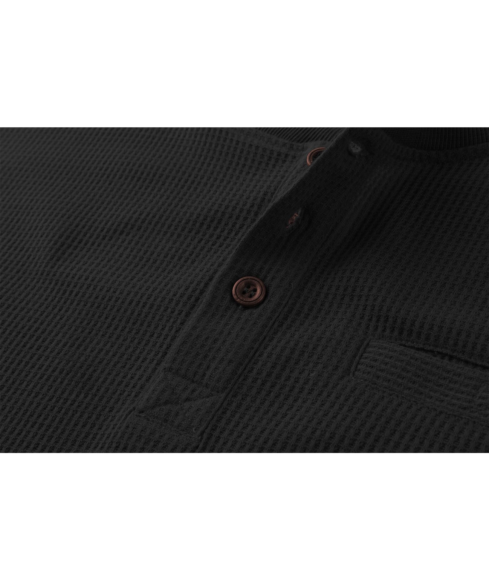 ZITY Men's Long Sleeve Henley Shirts - Casual Waffle Thermal Pullover with 3-Button & Pocket - Perfect for Fall Layering, Outdoor Activities & Everyday Wear