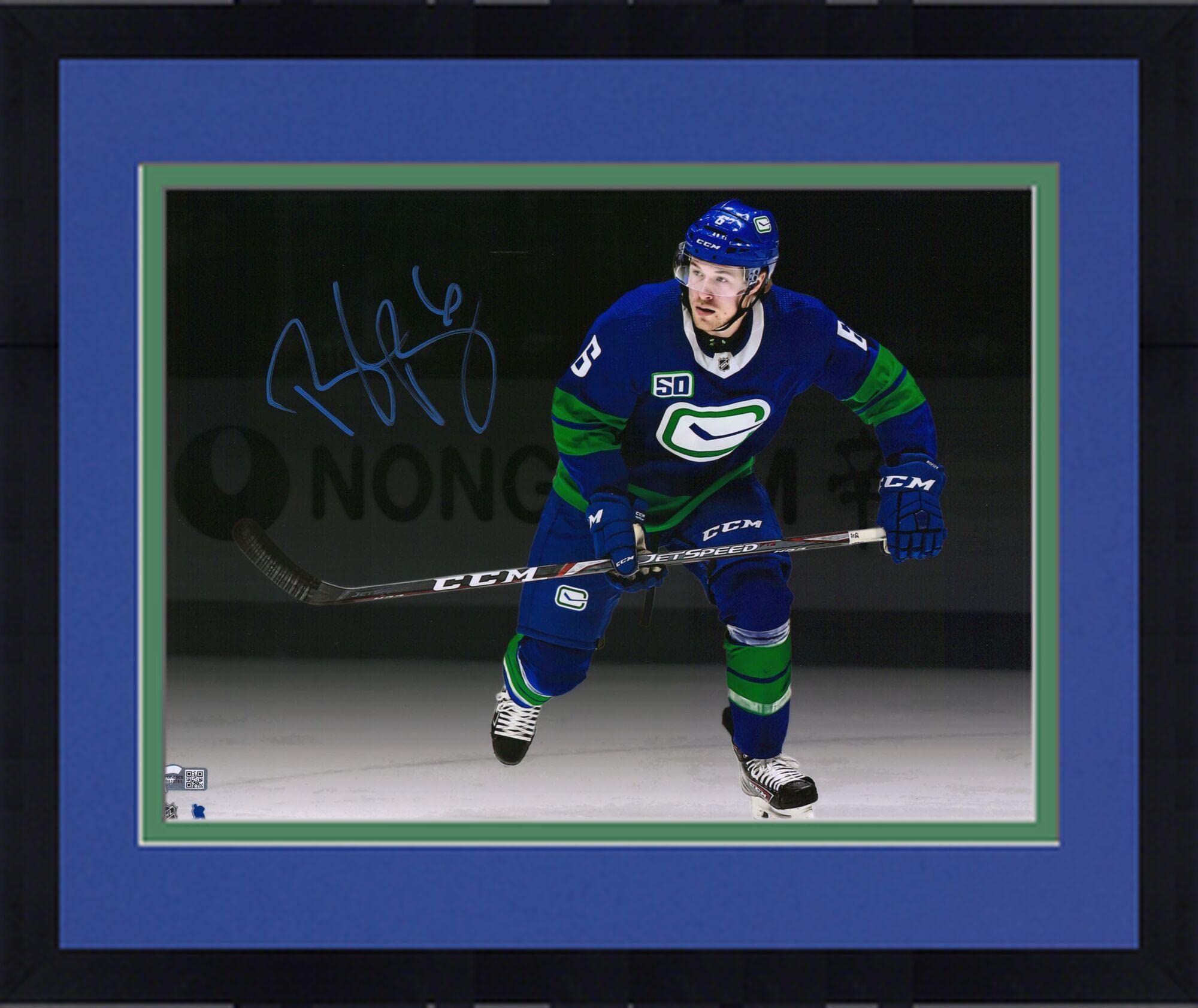 Framed Brock Boeser Vancouver Canucks Autographed 11x14 Jersey Photo - Limited Edition NHL Memorabilia - Perfect for Hockey Fans & Sports Collectors - Great for Man Cave, Game Room or Gift
