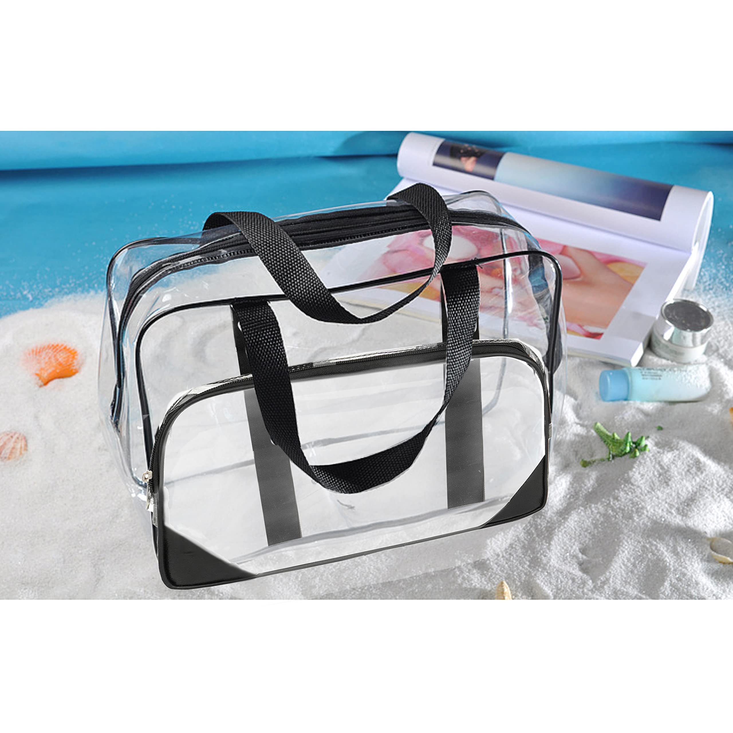 TULMAN Clear Travel Toiletry Bag for Women - Waterproof Cosmetic Organizer with Handle, Zipper Closure Makeup Pouch - Perfect for Bathroom Storage, Gym Essentials & Weekend Getaways