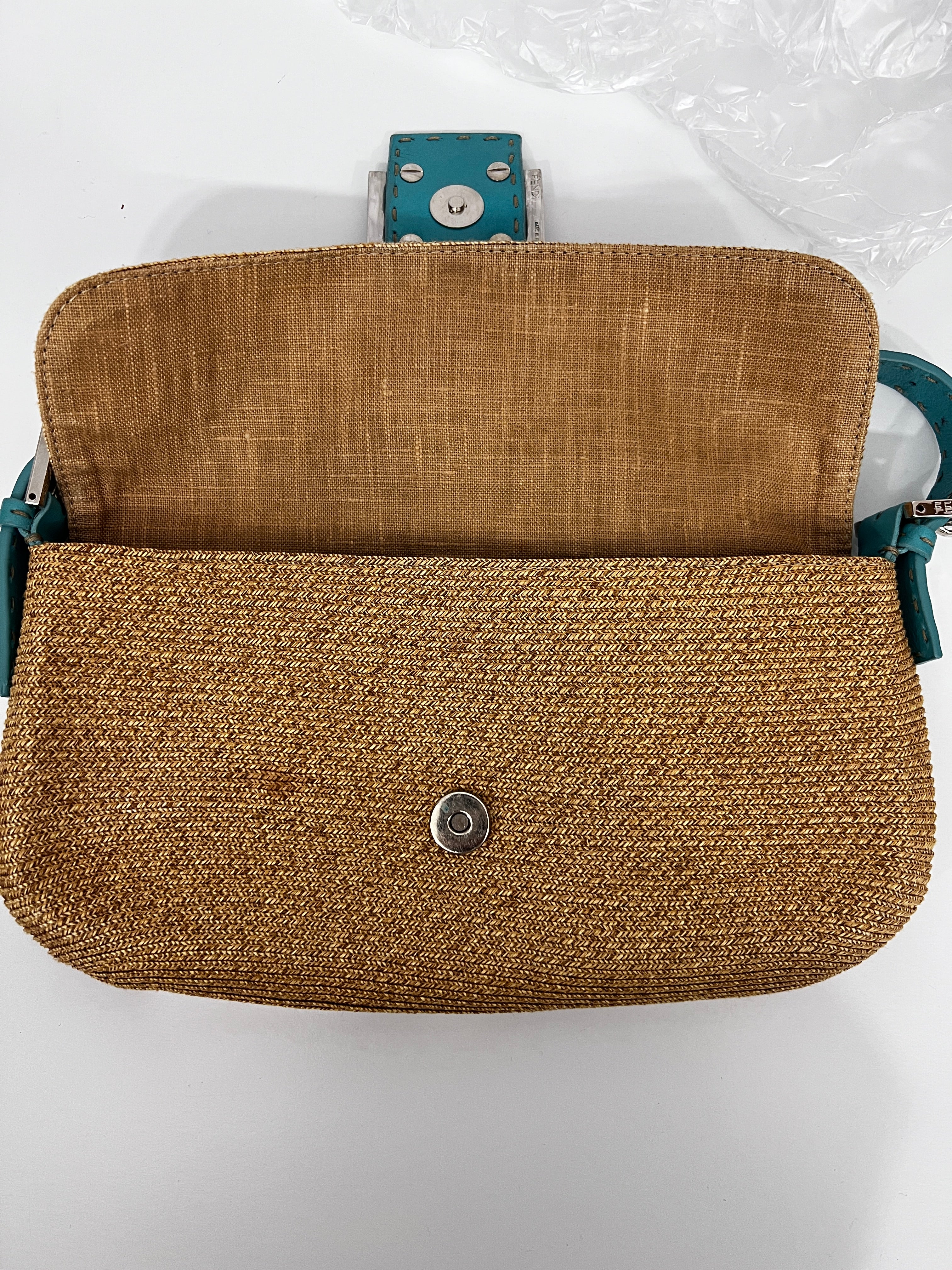 Authentic Pre-Owned Fendi Selleria Raffia Baguette Bag - Vintage Designer Handbag for Women | Perfect for Summer Outings, Beach Trips & Casual Chic Style