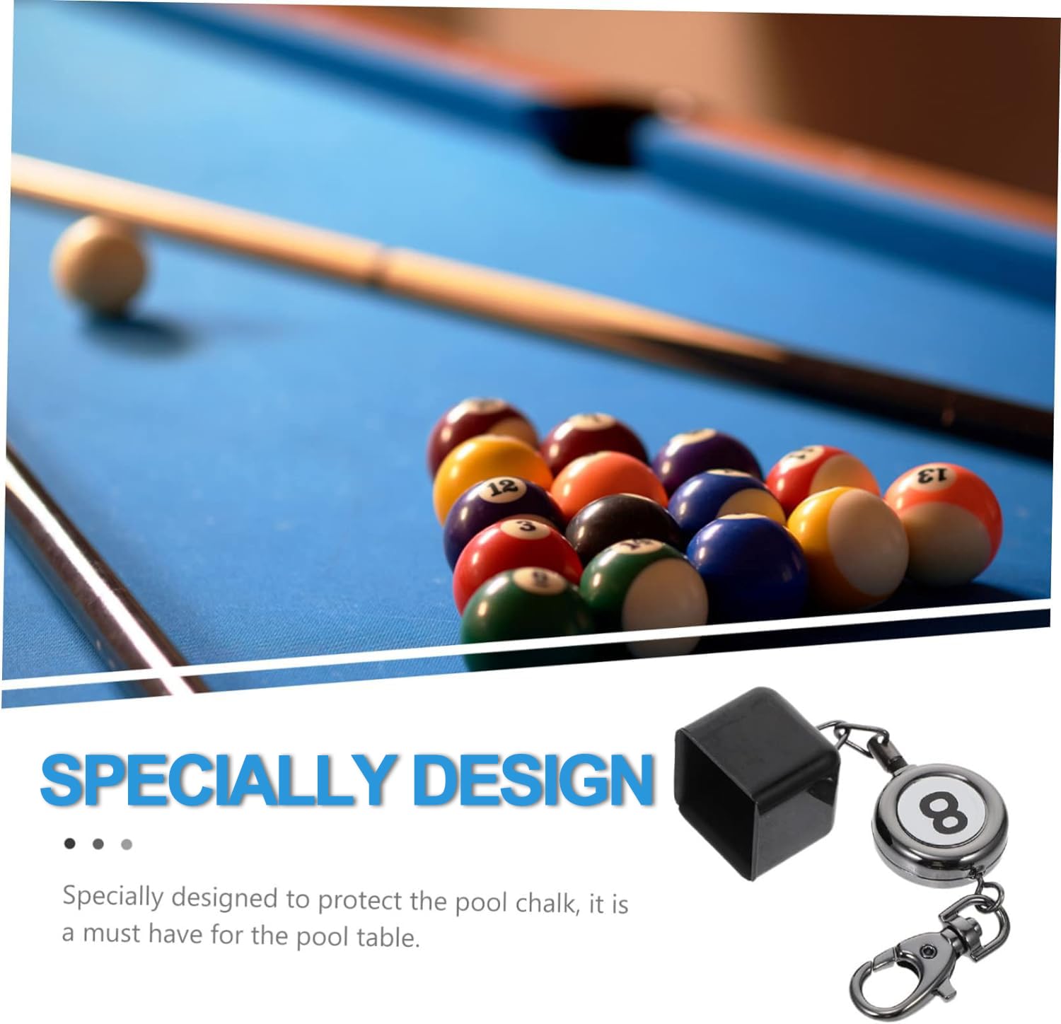 Portable Billiards Cue Chalk Holder with Key Ring - Lightweight Pool Cue Chalk Case with 50cm Retractable Cord - Perfect for Pool Players & Billiards Enthusiasts - Great for Bars, Game Rooms & Home Use