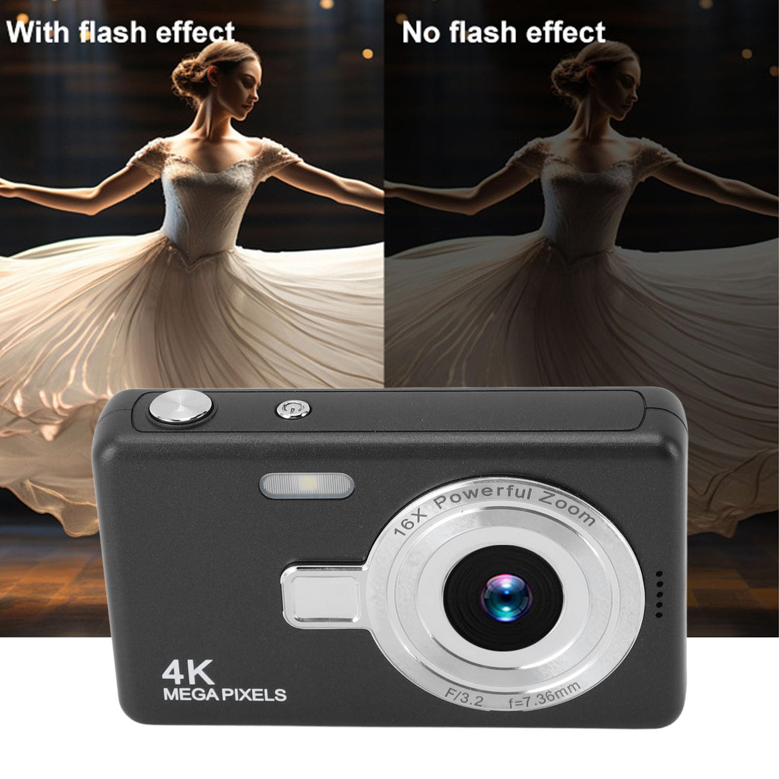 **12MP Digital Camera with 16X Zoom & 1080P Autofocus - 2.4 Inch TFT Screen Compact Point and Shoot Camera for Kids, Boys & Girls (Black) - Perfect for Travel, Parties & Outdoor Adventures**