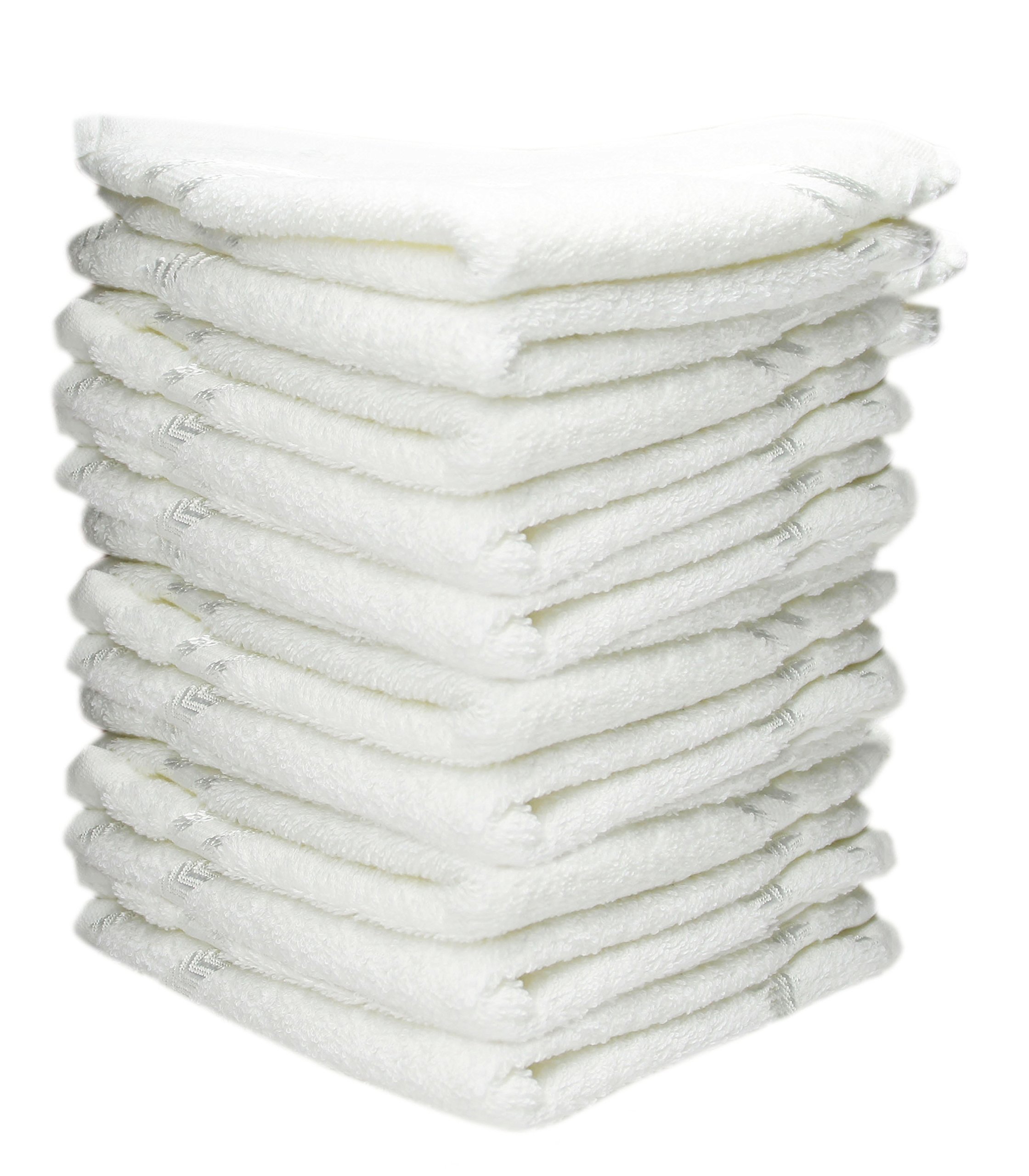 Premium 100% Cotton Face Hanky & Handkerchief Set - Ultra Soft 300 GSM K.S. Collection Silverline - 10 Pack (10x10 Inch, Solid White) for Daily Use, Travel & Gentle Facial Care
