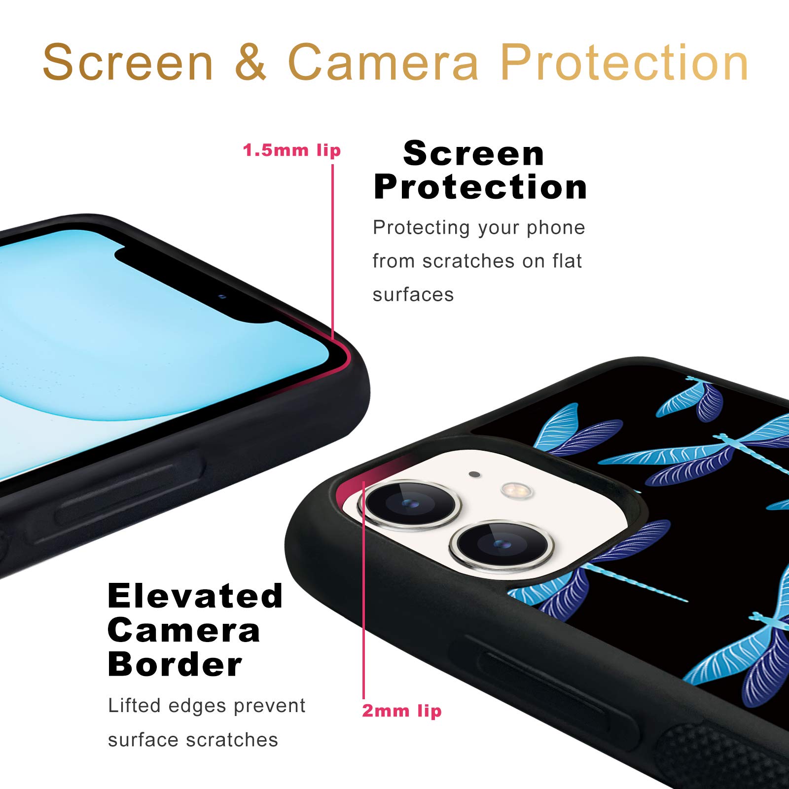 FANXI Blue Dragonfly Shockproof Phone Case for iPhone 11 (6.1 Inch) - Cute Trippy Animal Protective Cover for Women, Men, Teens | Perfect for Daily Use, Outdoor Activities & Gift Giving