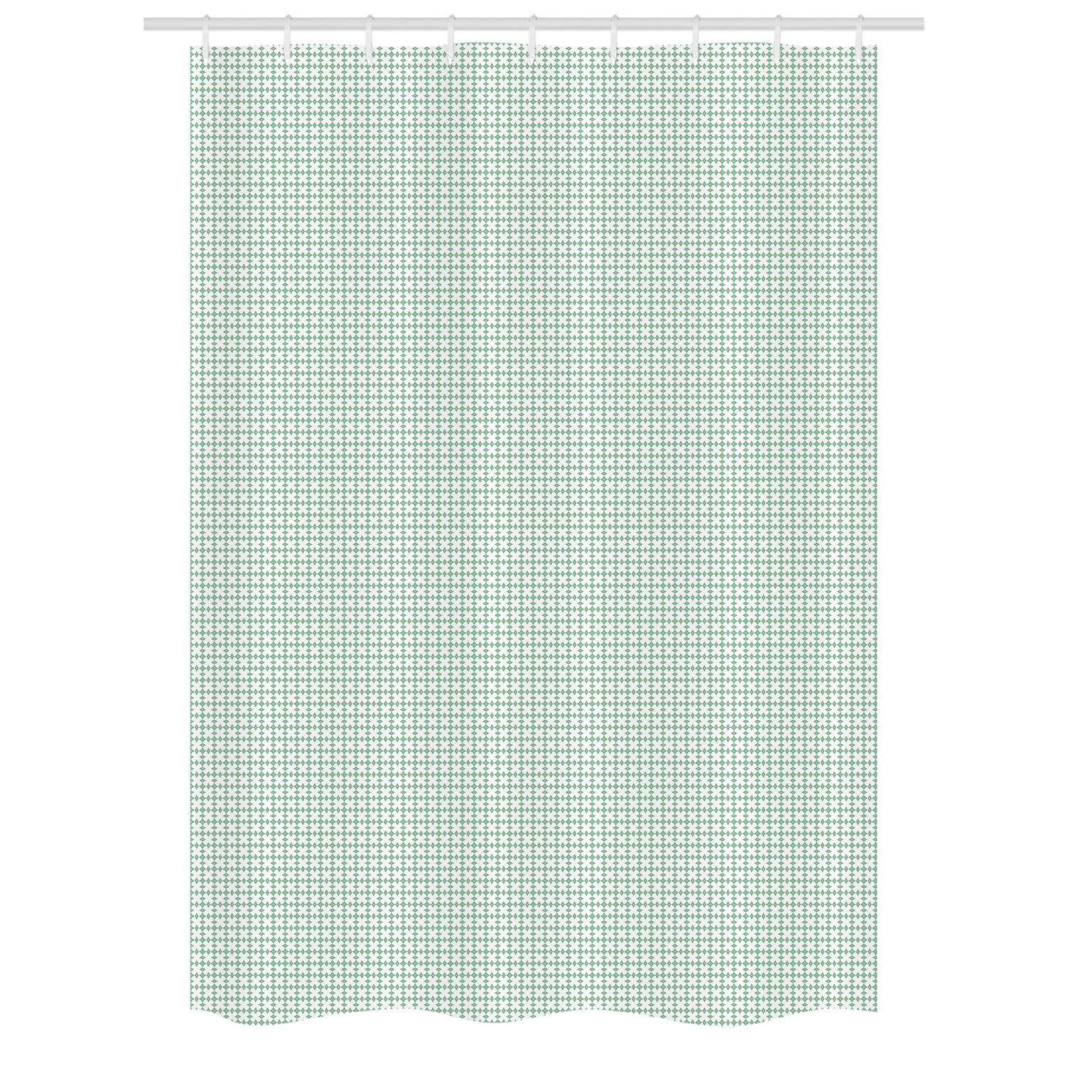 Ambesonne Abstract Stall Shower Curtain - Modern Monochrome Geometric Print Bathroom Decor with Hooks, 54x78 Inches, White & Dark Sea Green - Perfect for Contemporary Bathrooms & Guest Suites