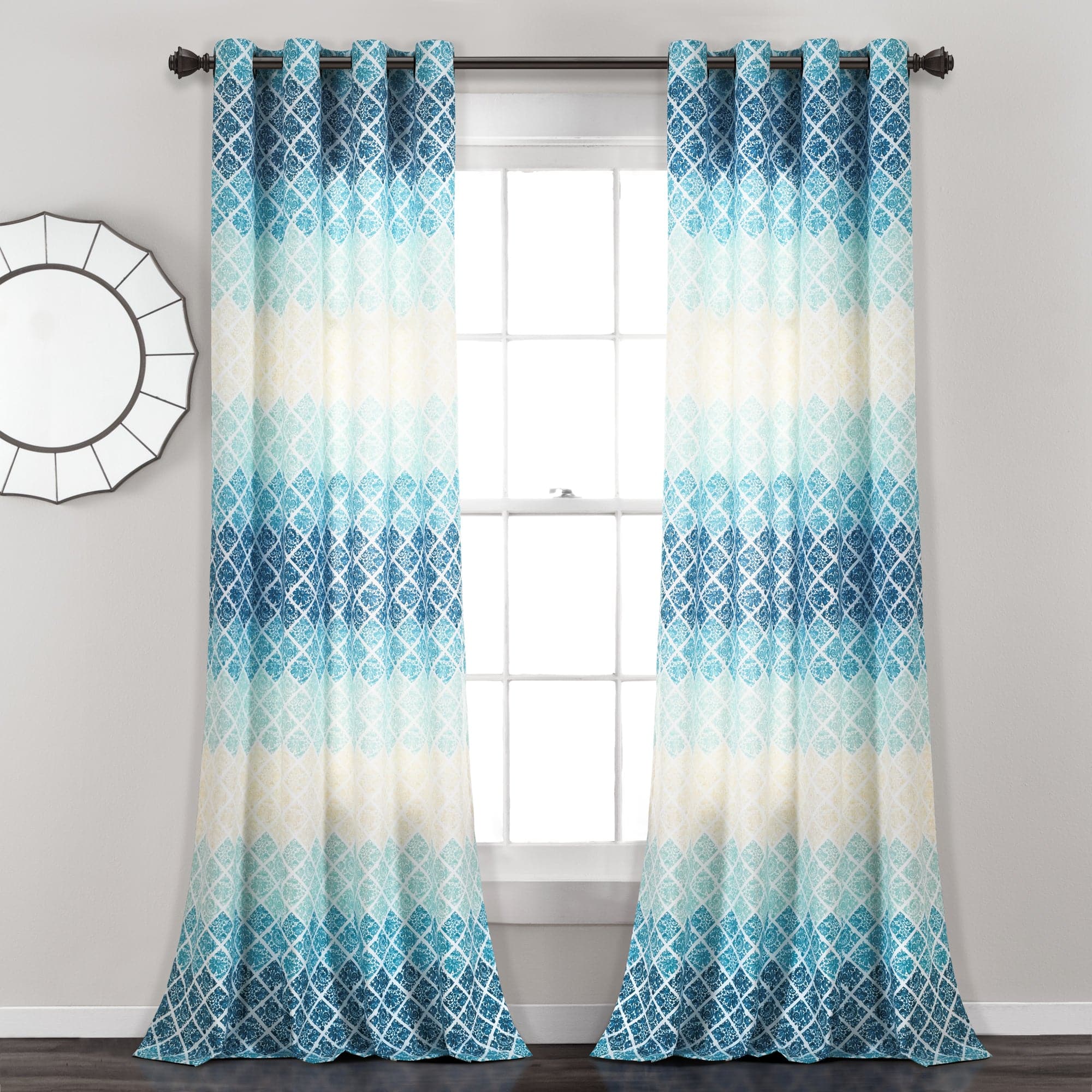 Elegant Medallion Ombre Window Curtain Panel Set - Light Filtering & Blackout Drapes for Living Room & Bedroom