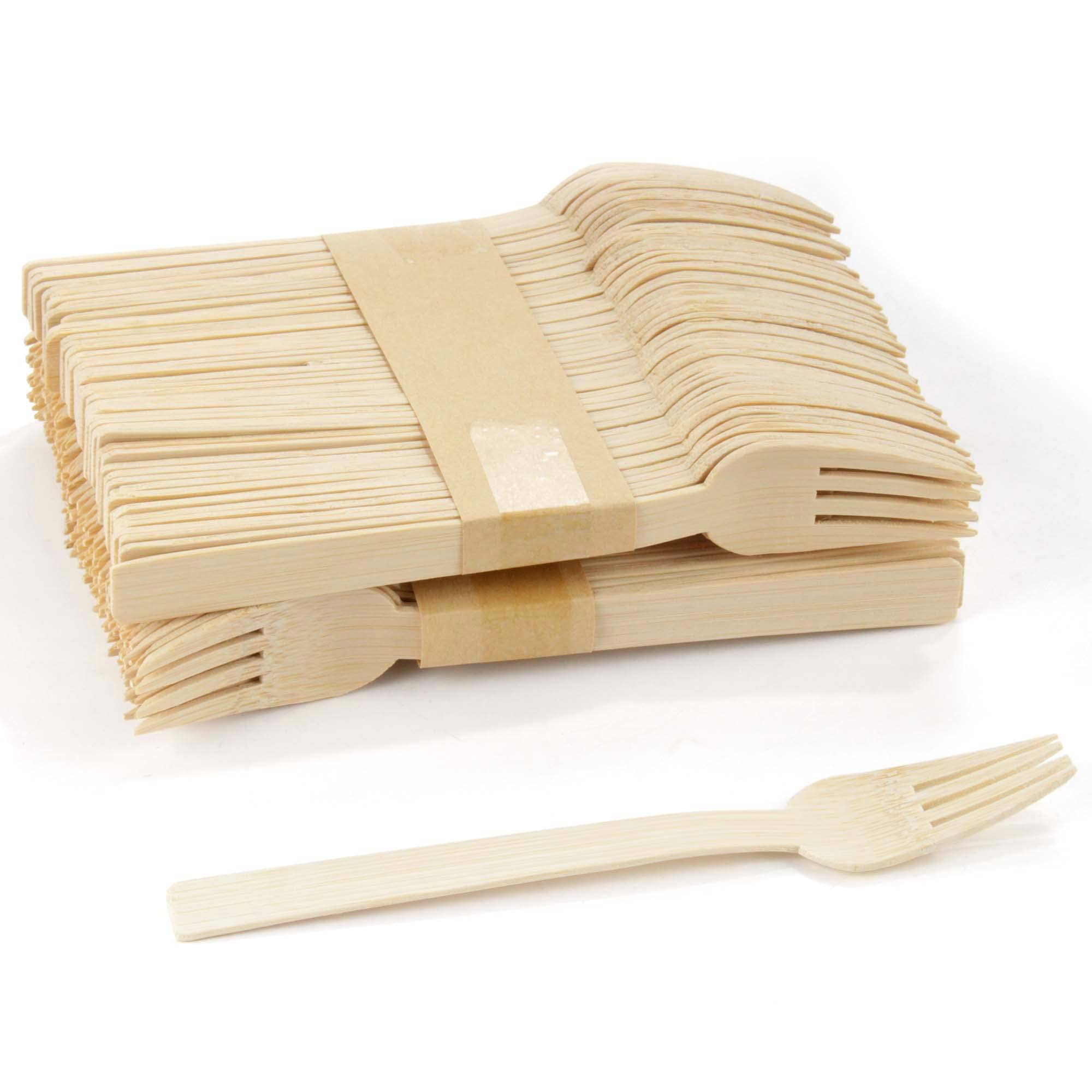 Bulk Pack 1000pcs Eco-Friendly Bamboo Forks - Natural Wooden Disposable Cutlery for Wedding, Party, Catering & Picnic Use